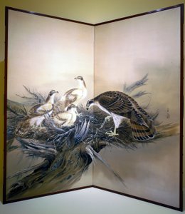 Şahinler, Yuva ve Kırık Ağaç (ipek üzerine mürekkep ve renkler) by Unknown artist