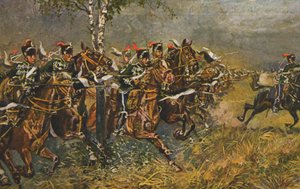 Savaş motifli tarihi kartpostal, Prusya birliklerine saldırı, Almanya by Unknown artist