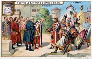 Eldivenin tarihi: yatırımın sembolü olarak eldiven - Liebig kromolitografisi by Unknown artist