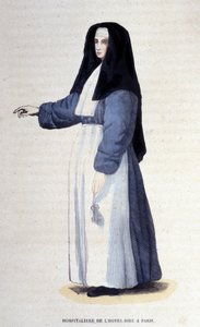 Paris'teki Hospitallere de L'hotel dieu. Dini emirler üzerine bir albümden gravür, Paris by Unknown artist