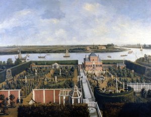 Nehir kıyısındaki ev. 17. yüzyıl illüstrasyonu. Amsterdam Tarihi Müzesi by Unknown artist
