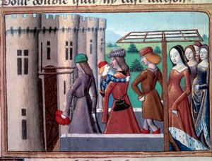 Yüz Yıl Savaşı: yunus ve müstakbel kral Charles VII, 29/05/1418, Haziran 1418'de Armagnacs ve Burgundians arasındaki iç savaş sırasında Bourges'e kaçtıktan sonra Paris'e geri döndü. “” Vigilles du roi Charles VII'den minyatür ”” tarafından  by Unknown artist