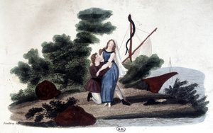 Henri Bernardin de Saint Pierre (Saint-Pierre veya St-Pierre), Fransız yazar (1737-1814) tarafından yazılan “Paul ve Virginie” romanının illüstrasyonu. by Unknown artist