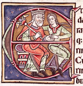 David ve Bathsheba ile ilk E harfi (minyatür by Unknown artist