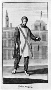 Engizisyon mahkemesi. Autodafé alayı için San Benito kıyafetleri. “Engizisyon Tarihi”nden gravür, Amsterdam 1692. by Unknown artist