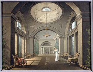 Pavlovsk sarayındaki kuşhanenin içi. Anonim resim. Suluboya ve mürekkep, 19. yüzyıl ortası. Klasisizm. Devlet Açık Hava Müzesi Pavlovsk Sarayı, Saint Petersburg. by Unknown artist