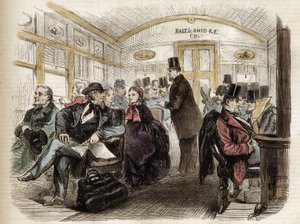 Baltimore & Ohio Demiryolu, ABD - 1861 - 1860 yılında bir Amerikan vagonunun içi by Unknown artist