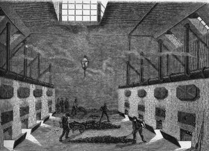 Bir gaz fabrikasının iç görünümü. 1860-1861 arası gravür. by Unknown artist