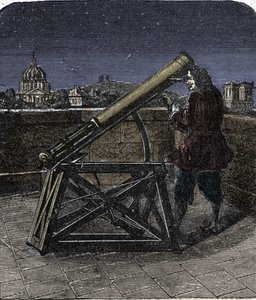 Isaac Newton (1642-1727) Teleskobunu kullanan İngiliz fizikçi. by Unknown artist