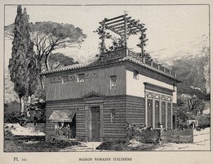 İtalyan Roma evi - Bay Charles GARNIER tarafından "1889 Evrensel Sergisinde insan yerleşiminin tarihi" bölümünde 1889 gravürü - Librairie centrale des beaux-arts Paris 1889 by Unknown artist