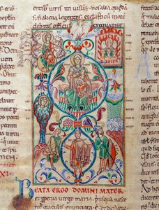 Jesse ağacı bekaret simgelerini çevreler Bakire Theotokos Bizans adına tasarlanmıştır. “Lectiaire de Citeaux” 12. yüzyıl Dijon
