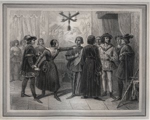 Joan of Arc, saraylı kalabalığın içinde bulunan Charles VII (1403-1461) tarafından tanınan Chinon