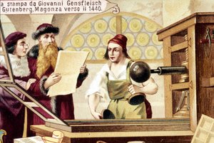Johannes Gensfleisch Gutenberg (1400-1468). 1440 dolaylarında. 19. yüzyıl kromolitografisi. by Unknown artist