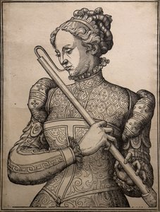 Douçaine oyuncusu, 1560 civarı (Ahşap gravür) by Unknown artist