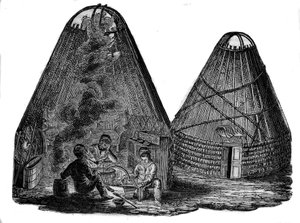 Kalmuklar (Batı Moğolları) çadırlarının önünde. by Unknown artist