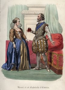 Fransa Kralı IV. Henry (Henry IV) (1553-1610) ve metresi Gabrielle d