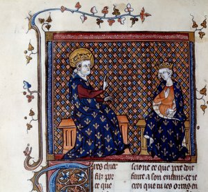 Kral Louis IX (1214-1270), oğluna kralın efendisini, geleceğin Philip III Minyatürünü 14. yüzyıldan kalma bir el yazmasından öğretir. Chantilly, Conde Müzesi by Unknown artist
