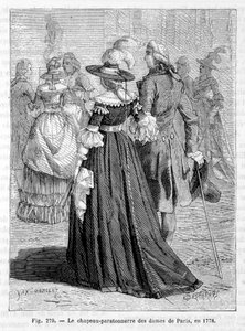 Parisli bayanlar paratoner şapka 1778 - gravür by Unknown artist