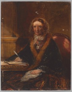 Lady Gough, 29 Aralık 1843'teki savaşta hazır bulunduğu için bu nişanı alan dört leydiden biri olan Maharajpoor Star'ı takıyor (gemide petrol) by Unknown artist