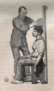 Adli antropometri veya bertillonnage, Alphonse Bertillon (1853-1914) yöntemi: büstün ölçümü - “La Science francaise” de Gravür by Unknown artist