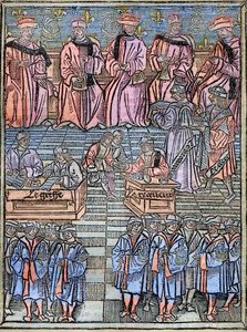 Le prevot des Marchands et les echevins de Paris au 16eme yüzyıl gravürü orijinal 1528