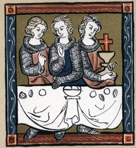 Efsane Arthur: Kutsal Kase ile Galahad (Galahad veya Galahad), Perceval ve Bohort (Bors veya Borrt). Hermann Suchier