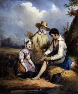Les petits reapers (biri ayağından yaralandı), v.1840 by Unknown artist