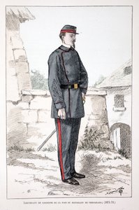 Versailles Taburu Barış Muhafızları Teğmen (1871-1873). Seine Polisi Louis Lepine (1846-1933) himayesinde yayınlanan “Barış Muhafızları Kolordu Tarihi” kitabı için renkli gravür, A. by Unknown artist