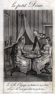 Küçük akşam yemeği. Olympe de Gouges (1748-1793), Fransız edebiyatçı ve devrimci Celine ile arkadaşlarından biri. by Unknown artist
