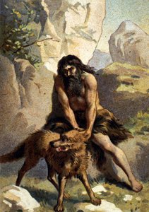 Lycanthropy: Kurda dönüştüğünü sanan kişinin delirmesi. 19. yüzyılın kromosu by Unknown artist