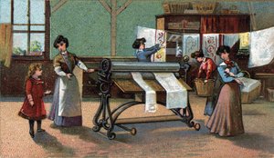 Makine ütüsü. (ütüleme). 19. yüzyılın sonundan itibaren kromolitografi. by Unknown artist