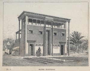 Mısır Evi (Mısır Evi) - Bay Charles GARNIER tarafından "1889 Evrensel Sergisinde insan yerleşiminin tarihi" bölümünde 1889 gravürü - Librairie centrale des beaux-arts Paris 1889 by Unknown artist