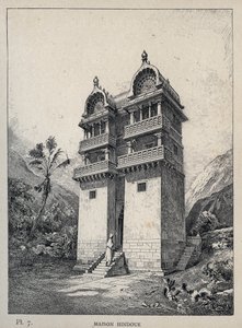 Maison Hindu (Hindu evi) - Bay Charles GARNIER tarafından "1889 Evrensel Sergisinde insan yerleşiminin tarihi" bölümünde 1889 gravürü - Librairie centrale des beaux-arts Paris 1889 by Unknown artist