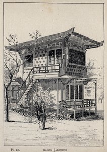 Japon evi (Japon evi) - Bay Charles GARNIER tarafından "1889 Evrensel Sergisinde insan yerleşiminin tarihi" bölümünde 1889 gravürü - Librairie centrale des beaux-arts Paris 1889 by Unknown artist