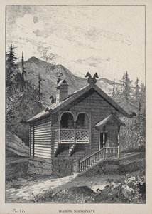 Maison İskandinav (İskandinav Evi) - Bay Charles GARNIER tarafından "1889 Evrensel Sergisinde insan yerleşiminin tarihi" bölümünde 1889 gravürü - Librairie centrale des beaux-arts Paris 1889 by Unknown artist