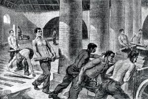 Couillet fabrikasında demir üretimi by Unknown artist