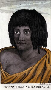 Yeni Zelandalı Maori kadın. 19. yüzyılın başından itibaren gravür. by Unknown artist