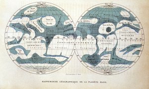 Mars Gezegeninin Haritası - Camille Flammarion tarafından “Popüler Astronomi”de, ed. Marpon ve Flammarion by Unknown artist