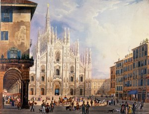 Milano, Duomo Meydanı 1825 civarında. by Unknown artist