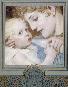 Çocuğuna şişe veren anne - 19. yüzyıl by Unknown artist
