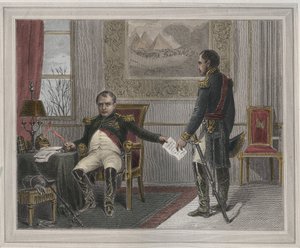 Napolyon 1814 tahttan çekilmesini imzalarken - Napolyon Bonapart (1769-1821), ilk tahttan çekilmesi sırasında Fontainebleau