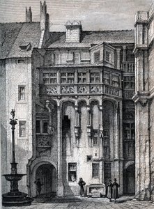 Nurnberger Rathaus - Nürnberg belediye binasının avlusu - 1867 civarında gravür by Unknown artist