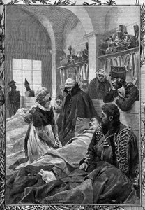 Hemşire Marguerite Favet, Almanlara karşı 1813 Savaşı sırasında Sahra Hastanesinde zekaları tedavi etti. by Unknown artist