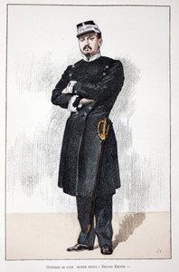 Barış Memuru, Küçük İkinci İmparatorluk Elbisesi (1852-1870). Renklerle gravür, illüstrasyon için, Seine polisi Louis Lepine (1846-1933) himayesinde yayınlanan ““Barış Muhafızları Kolordu Tarihi”” kitabı, Alfred Rey (186) tarafından by Unknown artist