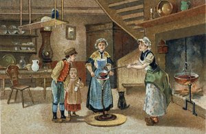 Dauphiné bölgesinde kutlanan eski gelenek: La boudinée. 19. yüzyılın sonlarında kromolitografi. by Unknown artist