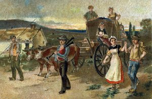 Burgonya bölgesinde kutlanan eski bir gelenek: Hasat Festivali. Son bağbozumu. 19. yüzyılın sonlarında kromolitografi. by Unknown artist