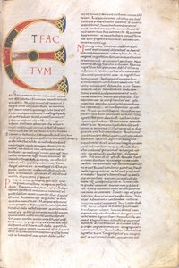 Baş harfleri "Et Factotum" olan sayfa, 11. yüzyıl (minyatür, zarlı el yazması) by Unknown artist