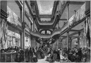 Paris 1872: yeni mağazaların içi, “” Ucuza””. by Unknown artist