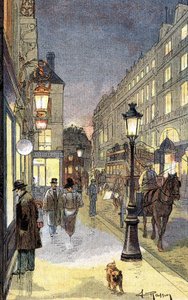 Geceleri Paris, 19. yüzyılın sonlarında illüstrasyon. by Unknown artist