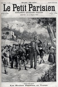 Kırsal bir gezide Paris okul tatilleri. “” Le Parisien” de gravür by Unknown artist